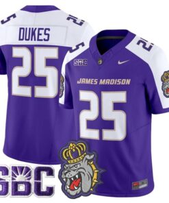 Dukes Jersey 25 James Madison Dukes 2025 Vapor Limited Stitched Purple Alter