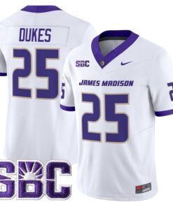 Dukes Jersey 25 James Madison Dukes 2025 Vapor Limited Stitched White