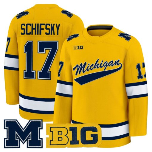 Garrett Schifsky Jersey #17 Michigan Wolverines 2025-26 Premium All Stitched