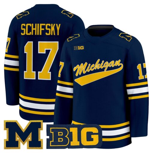 Garrett Schifsky Jersey #17 Michigan Wolverines 2025-26 Premium All Stitched - Image 2