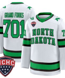 Grand Forks Jersey #701 North Dakota Fighting Hawks 2025-26 Stitched 8 Grand Forks Jersey 701 North Dakota Fighting Hawks 2025 26 Stitched White