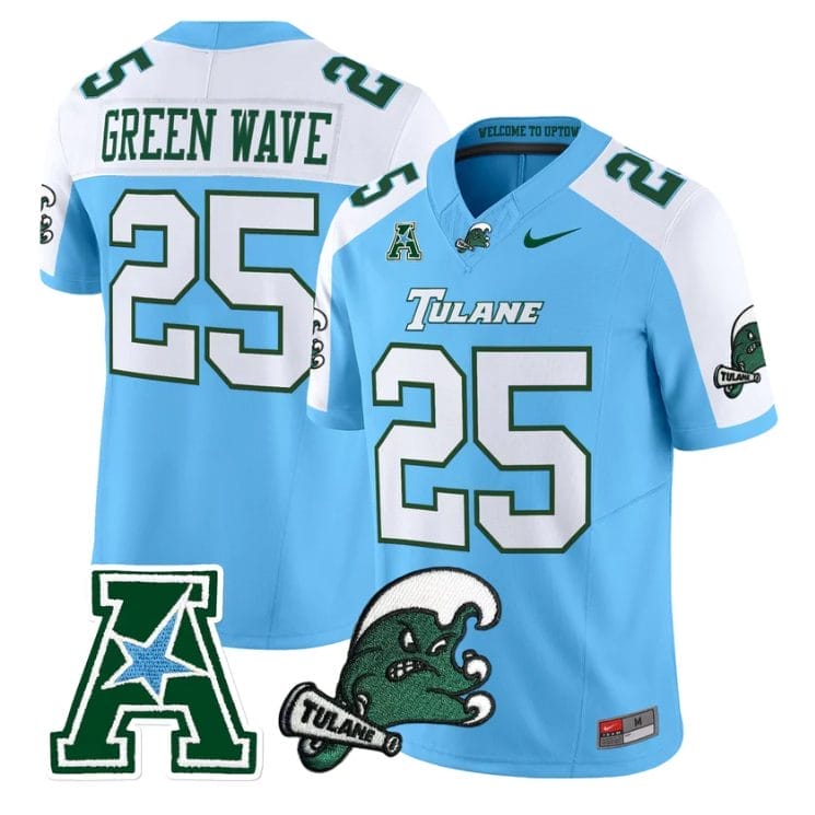 Green Wave Jersey #25 Tulane Green Wave 2025 Vapor Limited Stitched