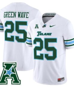 Green Wave Jersey 25 Tulane Green Wave 2025 Vapor Limited Stitched White
