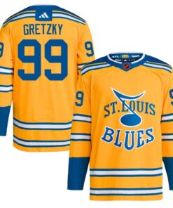 Gretzky Jersey #99 St Louis Blues Hockey Gold All Stitched