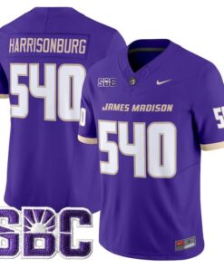 Harrisonburg Jersey 540 James Madison Dukes 2025 Vapor Stitched Purple