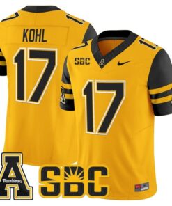 JJ Kohl Jersey 17 App State Mountaineers 2025 Vapor Limited Stitched Gold