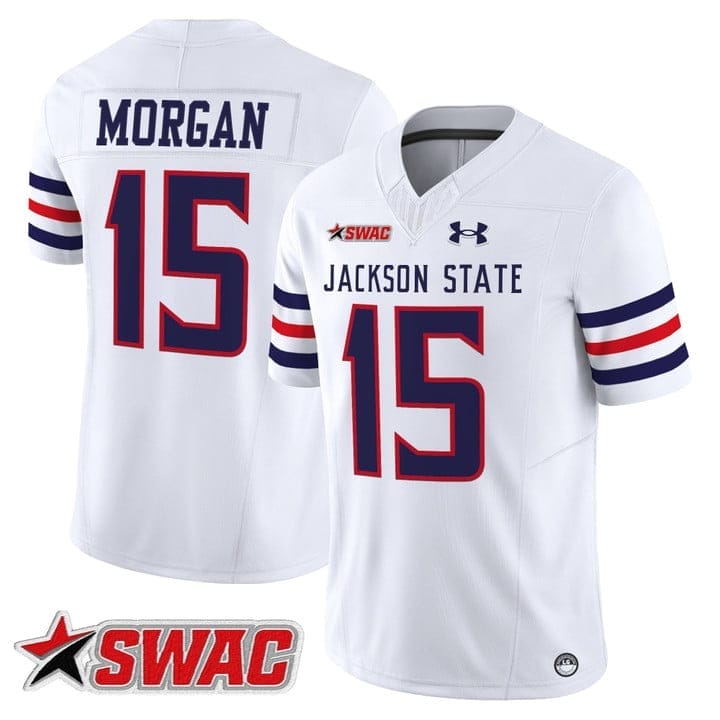 JaCobian Morgan Jersey #15 Jackson State Tigers 2025 Vapor Stitched - Image 2