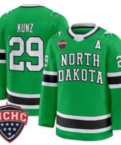 Jackson Kunz Jersey 29 North Dakota Fighting Hawks 2025 26 Stitched Green
