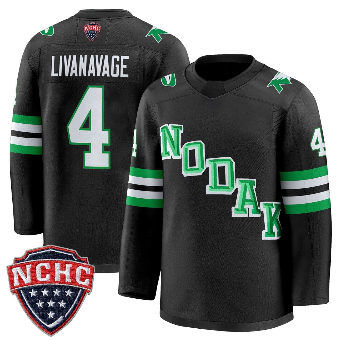 Jake Livanavage Jersey #4 North Dakota Fighting Hawks 2025-26 Stitched