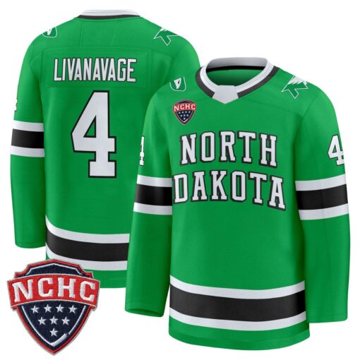 Jake Livanavage Jersey #4 North Dakota Fighting Hawks 2025-26 Stitched - Image 3