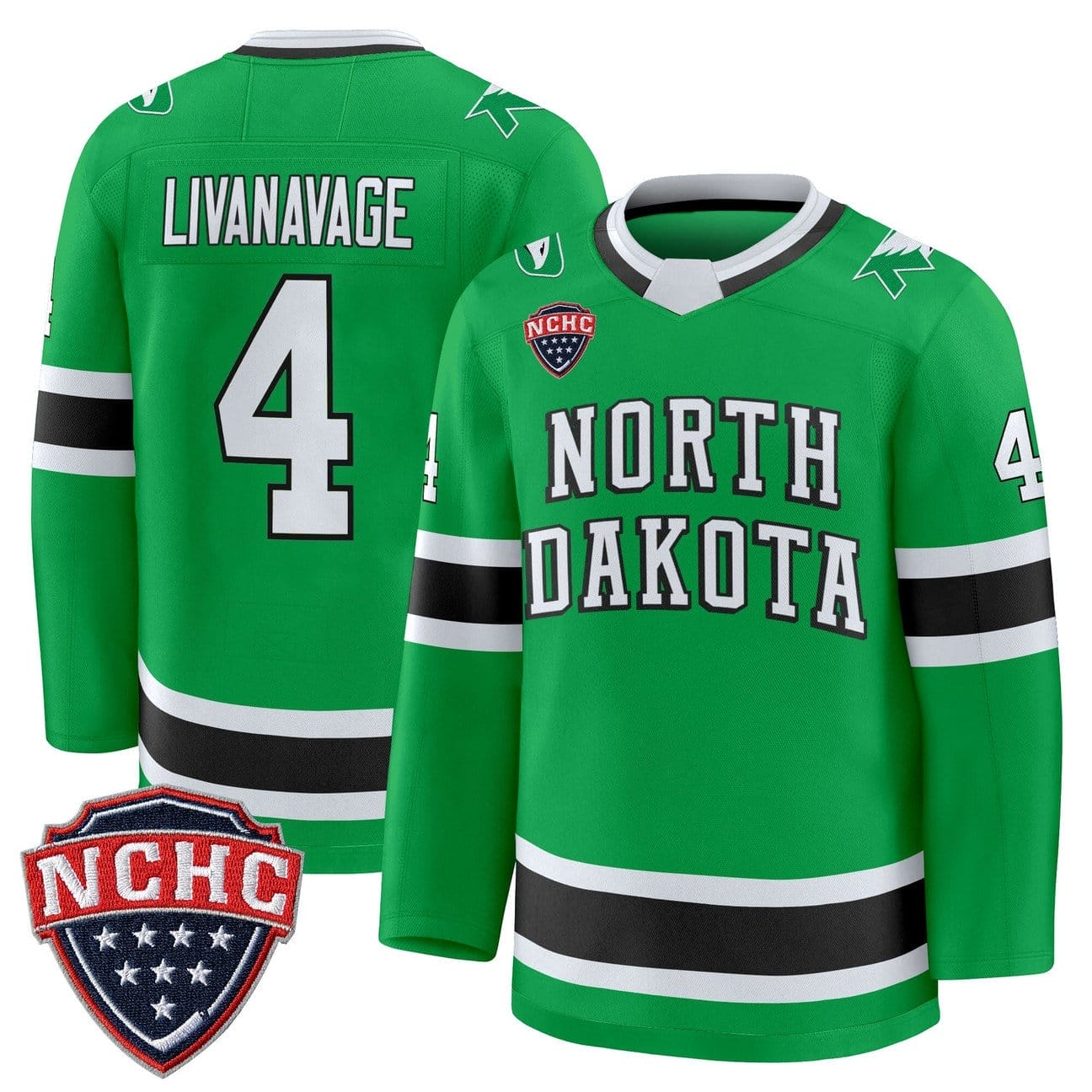 Jake Livanavage Jersey #4 North Dakota Fighting Hawks 2025-26 Stitched - Image 3
