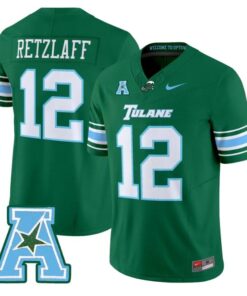 Jake Retzlaff Jersey 12 Tulane Green Wave 2025 Vapor Limited Stitched Green