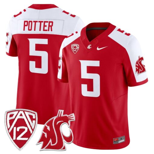 Jaxon Potter Jersey #5 Washington State Cougars 2025 Vapor Limited Stitched - Image 3
