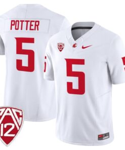 Jaxon Potter Jersey 5 Washington State Cougars 2025 Vapor Stitched White