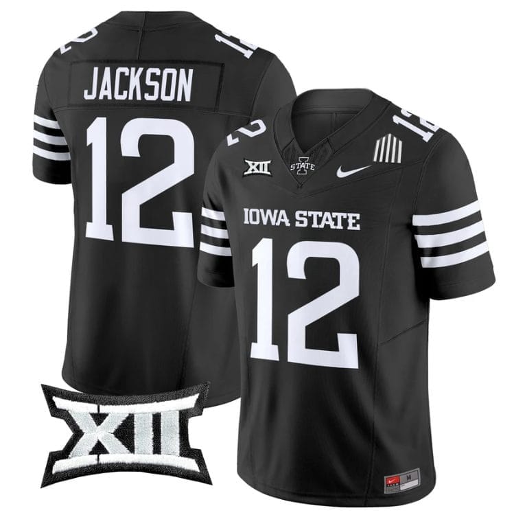 Jaylon Jackson Jersey #12 Iowa State Cyclones 2025 Limited Stitched Black 1 Jaylon Jackson Jersey #12 Iowa State Cyclones 2025 Limited Stitched Black