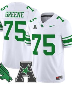 Joe Greene Jersey #75 North Texas Mean Green 2025 Vapor Stitched White
