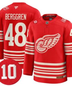 Jonatan Berggren Jersey 48 Red Wings 10 Alex Delvecchio Honoring Centennial Season