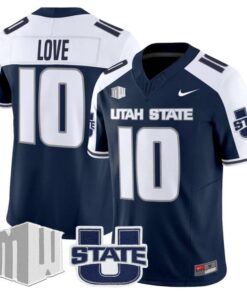 Jordan Love Jersey #10 Utah State Aggies 2025 Vapor Limited Stitched Navy Alter