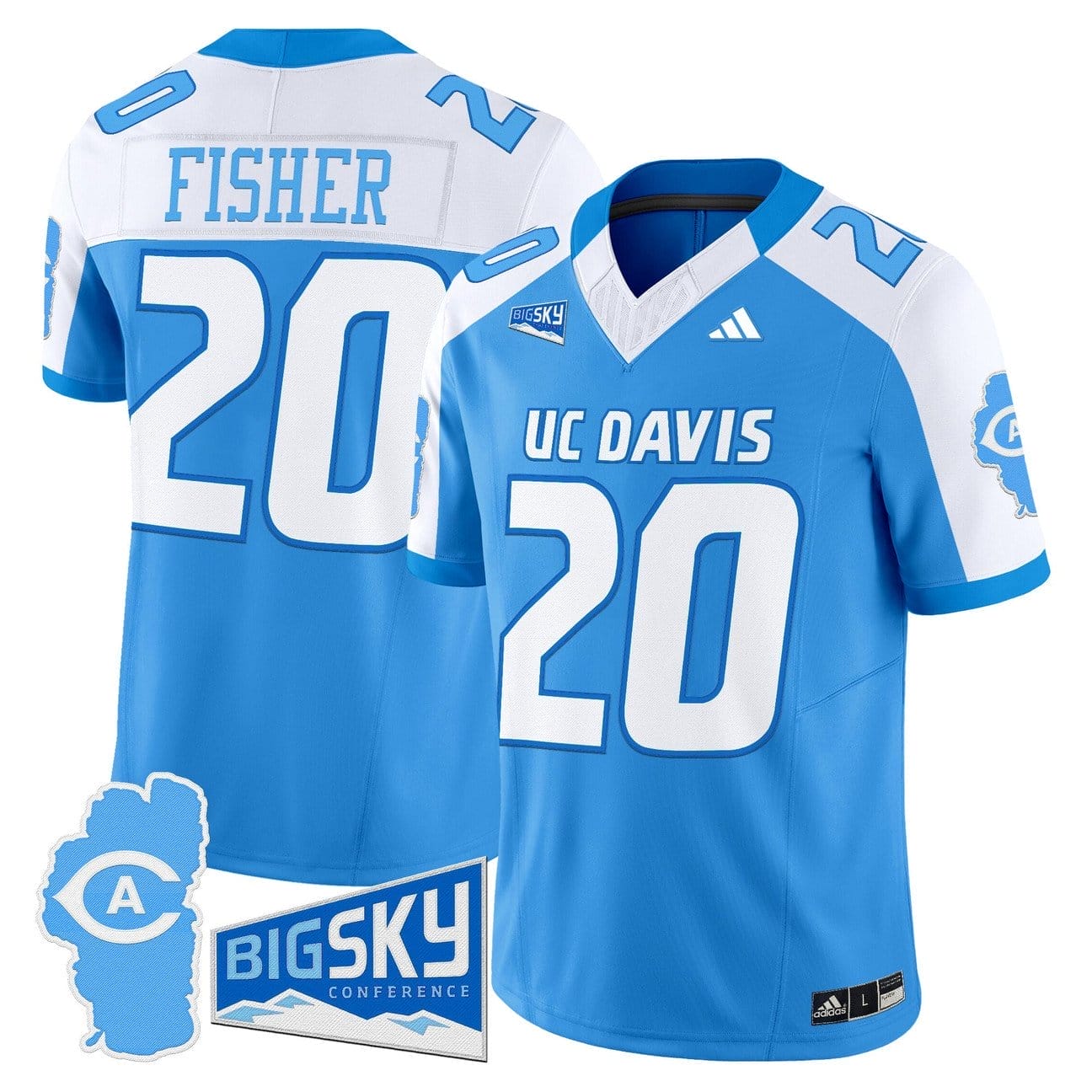 Jordan Fisher Jersey #20 UC Davis Aggies 2025 Lake Tahoe Patch Stitched - Image 2