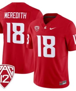 Joshua Meredith Jersey 18 Washington State Cougars 2025 Vapor Stitched Crimson