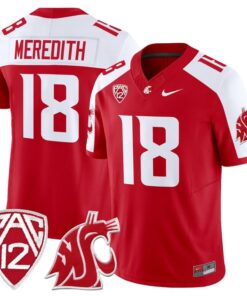 Joshua Meredith Jersey 18 Washington State Cougars 2025 Vapor Stitched Crimson Alter