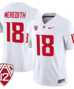 Joshua Meredith Jersey 18 Washington State Cougars 2025 Vapor Stitched White