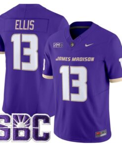 Landon Ellis Jersey 13 James Madison Dukes 2025 Vapor Stitched Purple