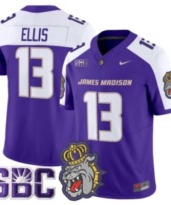 Landon Ellis Jersey 13 James Madison Dukes 2025 Vapor Stitched Purple Alter