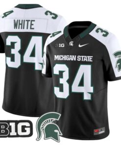 Lorenzo White Jersey #34 Michigan State Spartans 2025 Vapor Stitched Black Alter