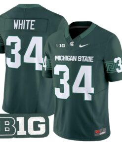 Lorenzo White Jersey #34 Michigan State Spartans 2025 Vapor Stitched Green