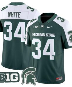 Lorenzo White Jersey #34 Michigan State Spartans 2025 Vapor Stitched Green Alter