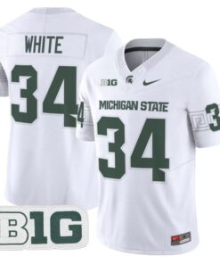 Lorenzo White Jersey #34 Michigan State Spartans 2025 Vapor Stitched White