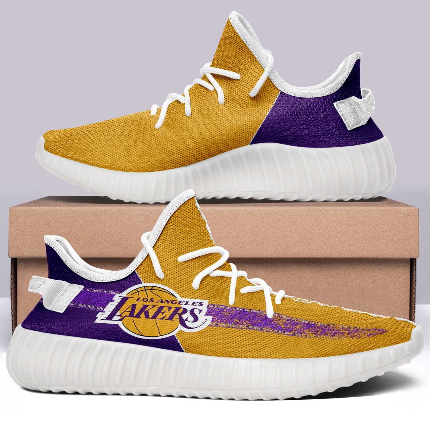 Los Angeles Lakers NBA 350v Yeezy Sneakers For Men Women Fans 4 Los Angeles Lakers NBA 350v Yeezy Sneakers For Men Women Fans - Image 4
