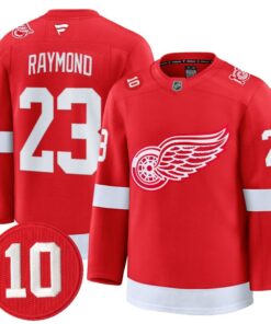 Lucas Raymond Jersey #23 Detroit Red Wings #10 Alex Delvecchio Honoring Stitched