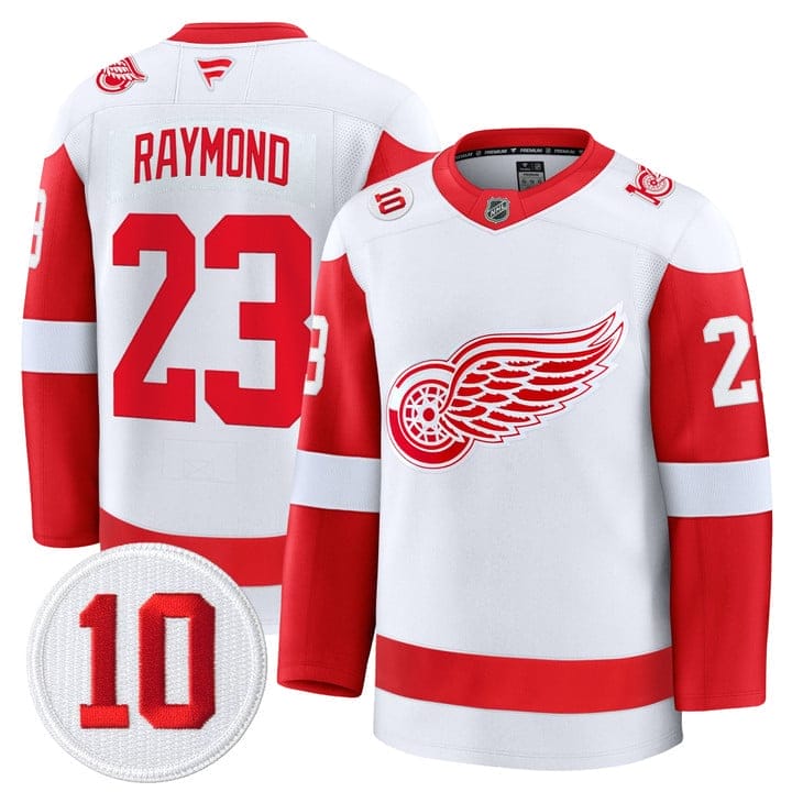 Lucas Raymond Jersey #23 Detroit Red Wings #10 Alex Delvecchio Honoring Stitched - Image 2