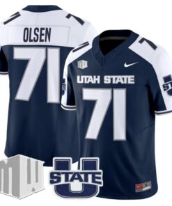 Merlin Olsen Jersey #71 Utah State Aggies 2025 Vapor Limited Stitched Navy Alter