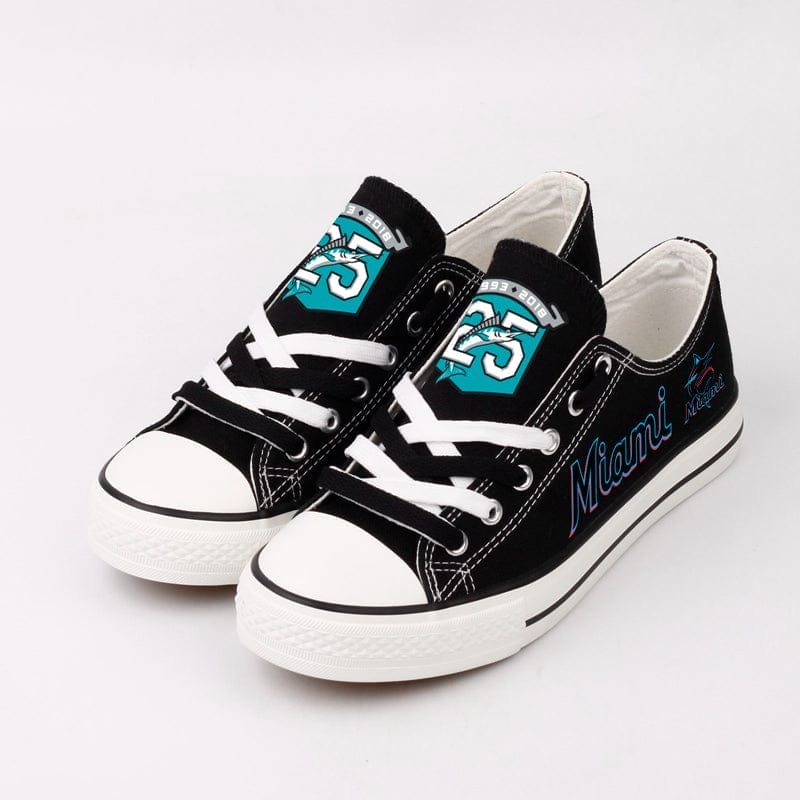 Miami Marlins Limited Print Low Top Canvas Shoes Sport Sneakers For Men Women Fans