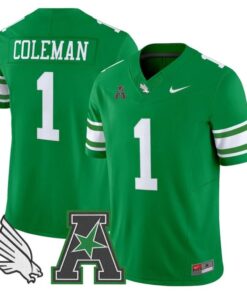 Miles Coleman Jersey #1 North Texas Mean Green 2025 Vapor Stitched Green