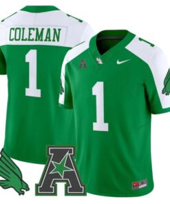 Miles Coleman Jersey #1 North Texas Mean Green 2025 Vapor Stitched Green Alter