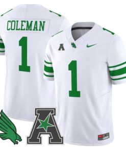 Miles Coleman Jersey #1 North Texas Mean Green 2025 Vapor Stitched White