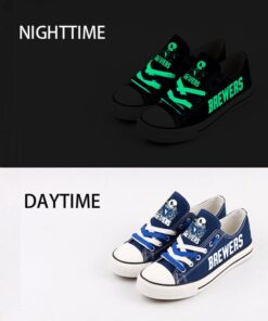 Miami Marlins Limited Print Low Top Canvas Shoes Sport Sneakers For Men Women Fans 15 Milwaukee Brewers Limited Print MLB Students Low Top Canvas Shoes Sport Sneakers 2