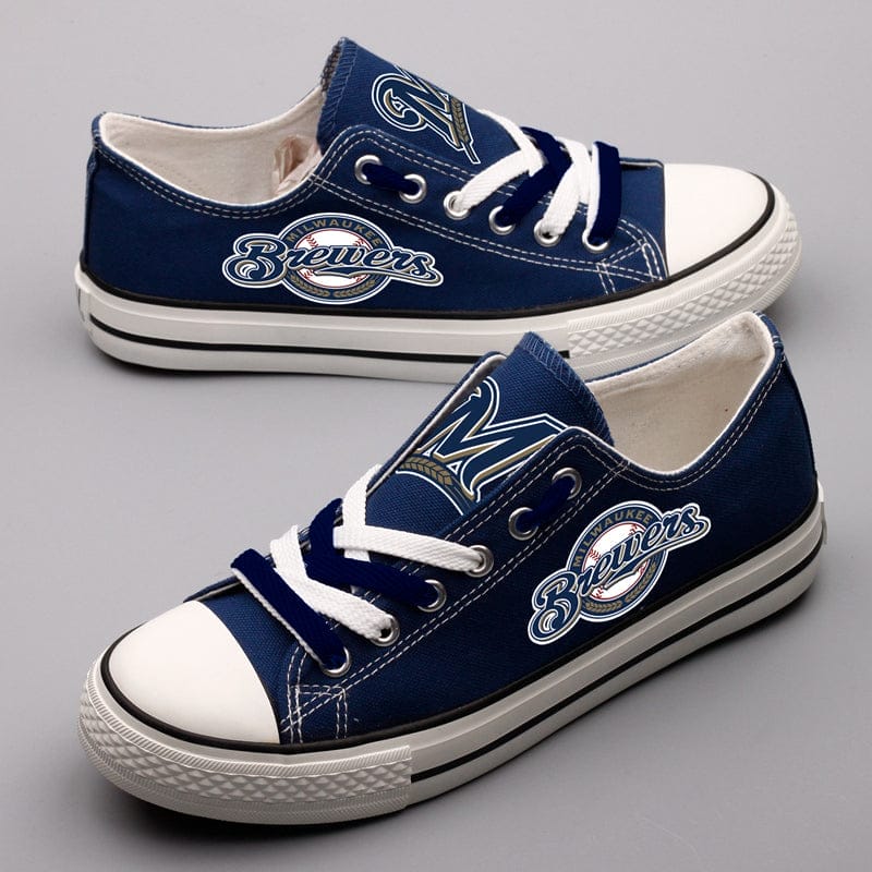 Milwaukee Brewers Limited Print Low Top Canvas Shoes Sport Sneakers For Men Women Fans
