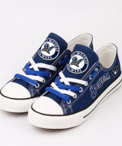 Miami Marlins Limited Print Low Top Canvas Shoes Sport Sneakers For Men Women Fans 18 Milwaukee Brewers Limited Print MLB Students Low Top Canvas Shoes Sport Sneakers 5