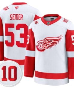Alternative view of Moritz Seider Jersey #53 Detroit Red Wings #10 Alex Delvecchio Honoring Stitched