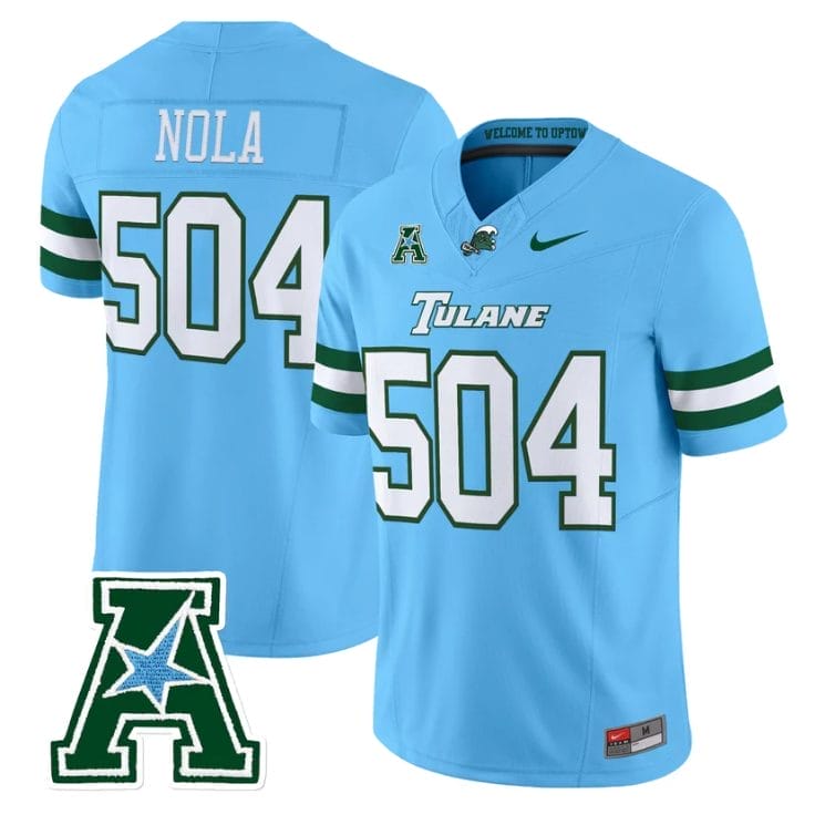 NOLA Jersey #504 Tulane Green Wave 2025 Vapor Limited Stitched 2 NOLA Jersey #504 Tulane Green Wave 2025 Vapor Limited Stitched - Image 2