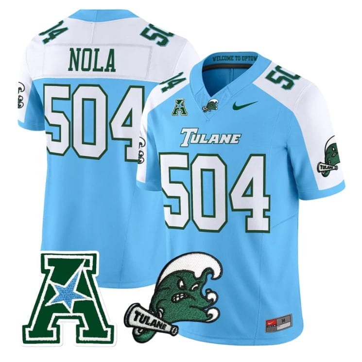NOLA Jersey #504 Tulane Green Wave 2025 Vapor Limited Stitched 1 NOLA Jersey #504 Tulane Green Wave 2025 Vapor Limited Stitched