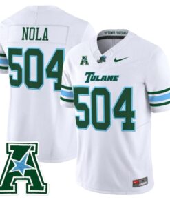 NOLA Jersey #504 Tulane Green Wave 2025 Vapor Limited Stitched 9 NOLA Jersey 504 Tulane Green Wave 2025 Vapor Limited Stitched White