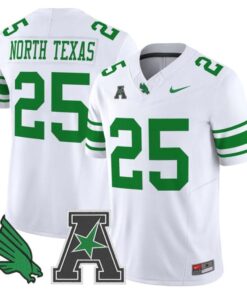 North Texas Jersey #25 North Texas Mean Green 2025 Vapor Stitched White