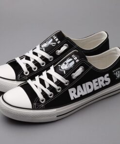 Oakland Raiders Limited Print NFL Students Low Top Canvas Shoes Sport Sneakers 1