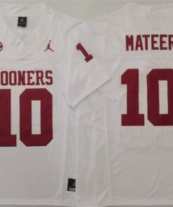 Alternative view of Oklahoma Sooners #10 John Mateer Jersey 2025 F.U.S.E. Football Stitched